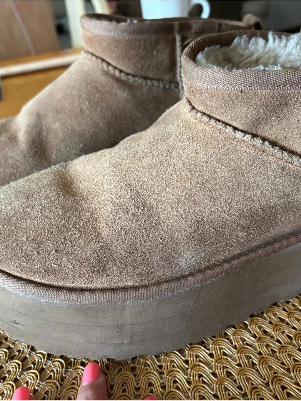 UGG Chestnut Suede Shearling Ankle Booties